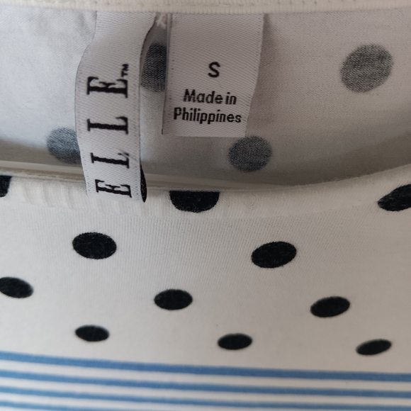 Elle Polka Dot and Striped Shirt Size S - Picture 3 of 4